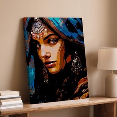 Bohemian Ethnic Woman Portrait Canvas Wall Art Colorful Face Print Home Decor