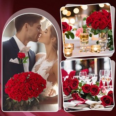 Ovveroche 90 Pcs Red Velvet Rose Artificial Flowers, 51cm Silk Wedding Fake S…
