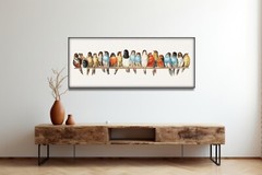 A Perch of Birds On A Wire – Wall Art Print Decor Vintage Bird Lovers Gift Narro