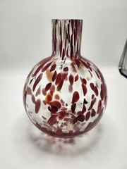 Sonoma Decorative Vase Clear Glass w/ Red & Gold Glitter Splash Decor Piece
