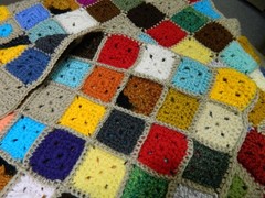 Handmade Crochet Patchwork Solid Granny, Multi, 44″ x 32″ New, Unused
