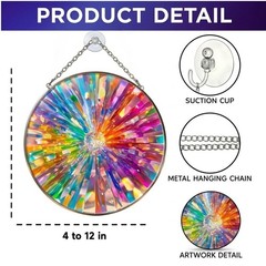 Rainbow Crystal Prism, Holographic Stained Glass Window Hanging,