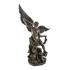 Bronzed St. Michael Defeating Lucifer Statue 10 In.