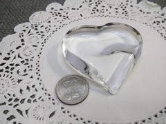Steuben Crystal HEART SHAPED Clear Art Glass Signed Heavy PAPERWEIGHT
