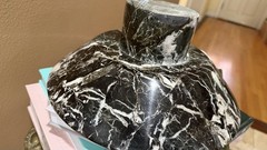Large Handcrafted Footed Organic Marble Decorative Bowl Carved In Pakistan
