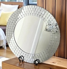 IKEA Tranby Wall Mirror 20” Round 1999 Mirror W/ Mirror Mosaic Border LOCAL CA