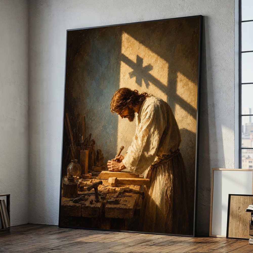 Jesus the Carpenter Canvas Print Christian Religious Wall Art Home Decor