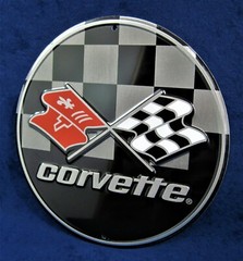 CORVETTE Checkered Chevrolet Embossed Metal Sign -Garage Shop Bar Man Cave Décor