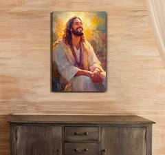 Jesus Smile Canvas Wall Art Winter Christian Painting Poster Christian Wall D