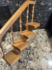 Vintage Handmade Stair Step Shelf Staircase Set Of 2 Trinkets Figures Spindles