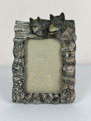 Rustic Wolf Family Picture Frame Cabin Lodge Bark Style Resin Photo Frame