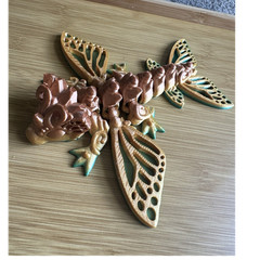 Metal Dragonfly Wall Plaque 3D Effect Decorative Insect Nature Gold Brown