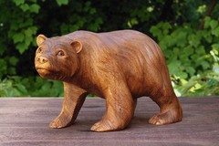 11″ Wooden Hand Carved Bear Statue Handmade Figurine Sculpture Lodge Cabin Wood