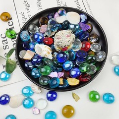 FANTIAN 1LB Flat Glass Pebbles for Vase, 100 Pcs 1 Pound, Multicolor