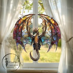 Majestic Dragon Window Hanging, Fantasy Suncatcher, Unique Gift for Dragon Love