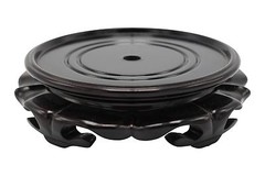 Chinese Round Lotus Wooden Vase Stand 2″- 12″ D Wooden Base Home Decor