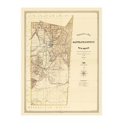 Old Map of Santa Fe County, NM 1888 – Vintage New Mexico Art