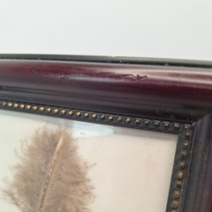Original D. Echols Hand Painted Turkey Feather Art, Signed in 9″x7″ frame