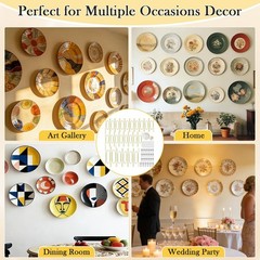 24 Pack Invisible Plate Hangers for Wall Display, 6-12 Inch Stainless Steel Hold