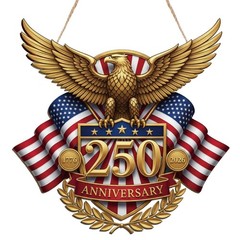 USA 250th Anniversary Door Hanger Patriotic Eagle 1776-2026 Wooden Sign