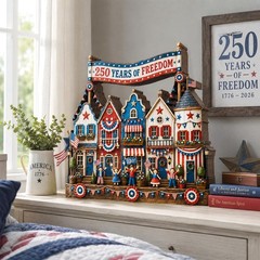 Personalized America 250 Years of Freedom Wooden Block Decor,Custom Patriotic