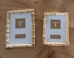 Two’s Company Set of 2 Real Bamboo Photo Frames 4×6 and 5×7 Inches New