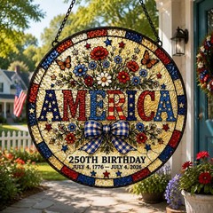 4th of July America Stained Glass Suncatcher