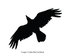 Wildlife – Birds – Soaring Raven/Crow/Corvid – 6Yrs Outdoor Vinyl DieCut Sticker