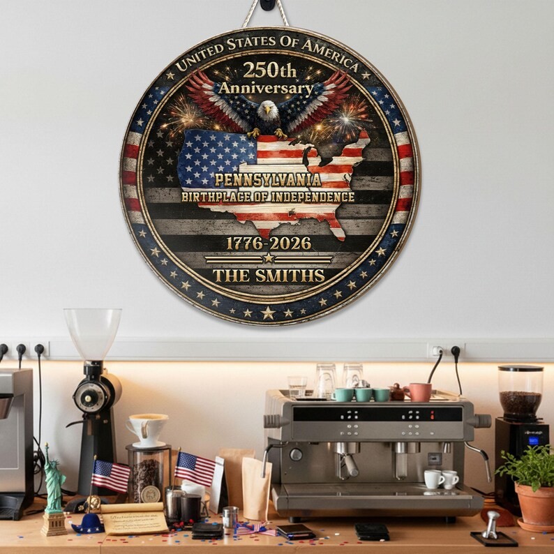 Personalized Patriotic Wall Sign with Rope