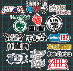 15 Pop Punk Band Logo Sticker Pack – Clear, Holographic, or White – Blink 182