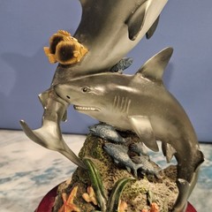 Shark Resin Figurine Statue Ocean Beach Nautical Decor Sculpture 9″ Tall
