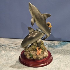 Shark Resin Figurine Statue Ocean Beach Nautical Decor Sculpture 9″ Tall