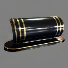 1950’s Germany Kohler 7 Jewel Horizontal Cylinder Flip Clock in Art Deco Style