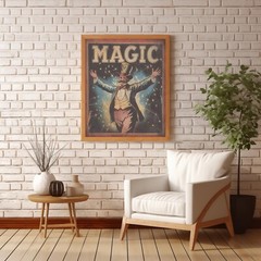 Retro MAGIC Wall Art, Vintage Magician Poster, Illusionist Decor, Slight Of Hand