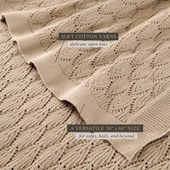 Jeremiah Brent Home Pointelle Throw Blanket Sand