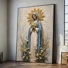 Virgin Mary Canvas Print Catholic Wall Art Christian Religious Home Decor Gift