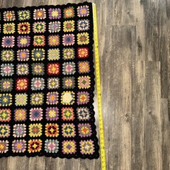 Vintage GRANNY SQUARE Crochet Afghan Blanket Throw ~ Roseanne Style 38×53