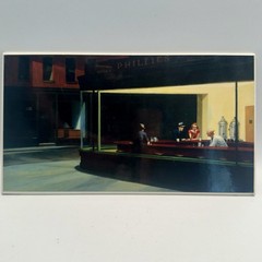 Vintage Edward Hopper Nighthawks Wood Art Plaque Art Institute Chicago 6.5×11.5