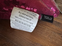 Rachel Zoe Vampire Pink Lips W/ Fangs Sequin Pillow NWT Valentines Halloween