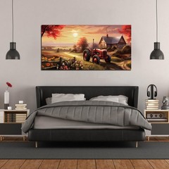 ANCXWOTER Canvas Wall Art Sunset Landscape Prints 29″L x 59″W, red