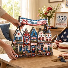 Personalized America 250 Years of Freedom Wooden Block Decor,Custom Patriotic