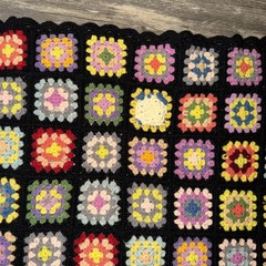 Vintage GRANNY SQUARE Crochet Afghan Blanket Throw ~ Roseanne Style 38×53