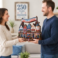 Personalized America 250 Years of Freedom Wooden Block Decor,Custom Patriotic