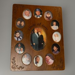 Collage Photo Frame “Circle Of Love” Family Tree Wood K-12 School Vtg 90s