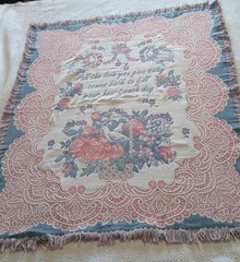 Goodwin Weavers “love” fringe throw blanket 100% cotton cottage vintage wedding