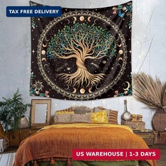 Tree of Life Fantasy Forest Tapestry Vintage Boho Mandala Tapestries for Bedroom