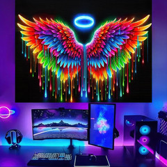 Blacklight Tapestry Angel Wings Glow in the Dark Poster 78X59 Inch
