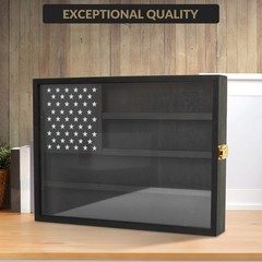 GRAVEE Military Challenge Coin Display Case Wooden Frame Acrylic Wall Mount