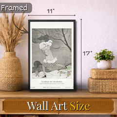 Vintage Art Deco Fashion Poster French Ski Scene Framed Print 11×17 Wall Decor