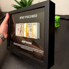 Motivational Money Frame ”STAY FOCUSED’ cash motivational Gift Luxury Decor